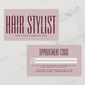 Modern hair stylist script typography pink red afsprakenkaartje (Voorkant / Achterkant)
