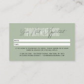 Modern hair stylist script typography sage green afsprakenkaartje (Achterkant)