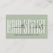 Modern hair stylist script typography sage green afsprakenkaartje (Voorkant)