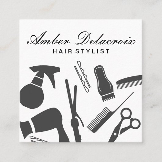 Modern Hair Stylist Vierkante Visitekaartje (Voorkant)