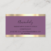 Modern Hairdresser Coiffeur Gold Scissors Paars Visitekaartje (Achterkant)