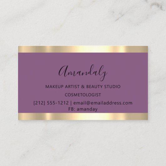 Modern Hairdresser Coiffeur Gold Scissors Paars Visitekaartje (Achterkant)