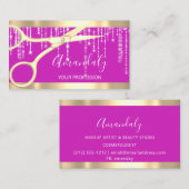 Modern Hairdresser Coiffeur-schaar Stapt roze Visitekaartje (Voorkant / Achterkant)