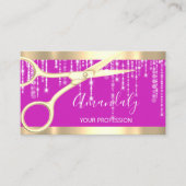 Modern Hairdresser Coiffeur-schaar Stapt roze Visitekaartje (Voorkant)