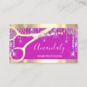 Modern Hairdresser Coiffeur-schaar Stapt roze Visitekaartje (Voorkant)