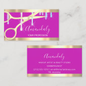 Modern Hairdresser Coiffeur-schaar Stapt roze Visitekaartje (Voorkant / Achterkant)