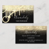 Modern Hairdresser Coiffeur Scissors Black Gold Visitekaartje (Voorkant / Achterkant)