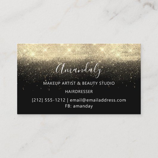 Modern Hairdresser Coiffeur Scissors Black Gold Visitekaartje (Achterkant)