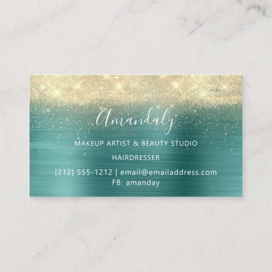 Modern Hairdresser Coiffeur Scissors Blauwgroen Go Visitekaartje (Achterkant)