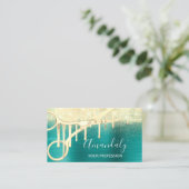 Modern Hairdresser Coiffeur Scissors Blauwgroen Go Visitekaartje (Staand voorkant)