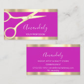 Modern Hairdresser Coiffeur Scissors Bright roze Visitekaartje (Voorkant / Achterkant)