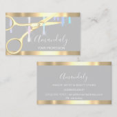 Modern Hairdresser Coiffeur Scissors Drift Grey Visitekaartje (Voorkant / Achterkant)