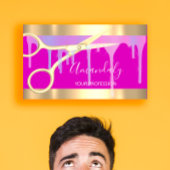 Modern Hairdresser Coiffeur Scissors Pink Gold Visitekaartje