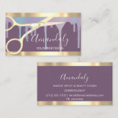 Modern Hairdresser Coiffeur Scissors Violet Gold Visitekaartje (Voorkant / Achterkant)