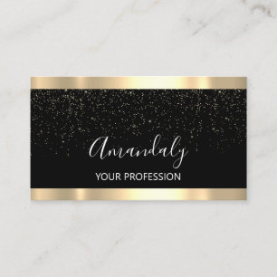 Modern Hairdresser Golden Confetti Black Visitekaartje