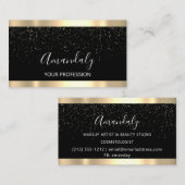 Modern Hairdresser Golden Confetti Black Visitekaartje (Voorkant / Achterkant)