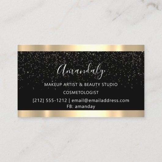 Modern Hairdresser Golden Confetti Black Visitekaartje (Achterkant)