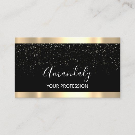 Modern Hairdresser Golden Confetti Black Visitekaartje (Voorkant)