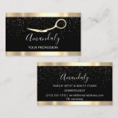Modern Hairdresser Golden Confetti Scissors Visitekaartje (Voorkant / Achterkant)