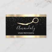 Modern Hairdresser Golden Confetti Scissors Visitekaartje (Voorkant)
