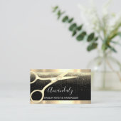 Modern Hairdresser Scissors Coiffeur Confetti Gold Visitekaartje (Staand voorkant)