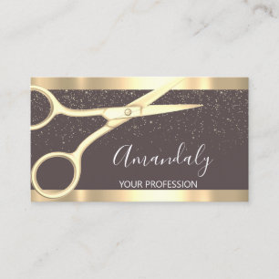 Modern Hairdresser Scissors Gold Confetti Skinny Visitekaartje