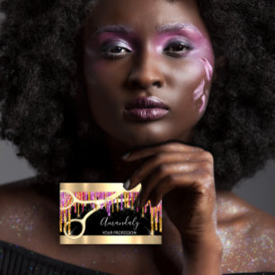 Modern Hairdresser Scissors Paars Glitter Black Visitekaartje