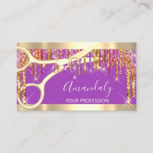 Modern Hairdresser Scissors Paars Violet Gold Visitekaartje