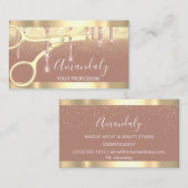 Modern Hairdresser Scissors Roos Gold Confetti Visitekaartje (Voorkant / Achterkant)