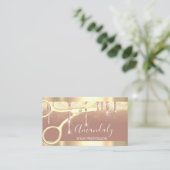 Modern Hairdresser Scissors Roos Gold Confetti Visitekaartje (Staand voorkant)