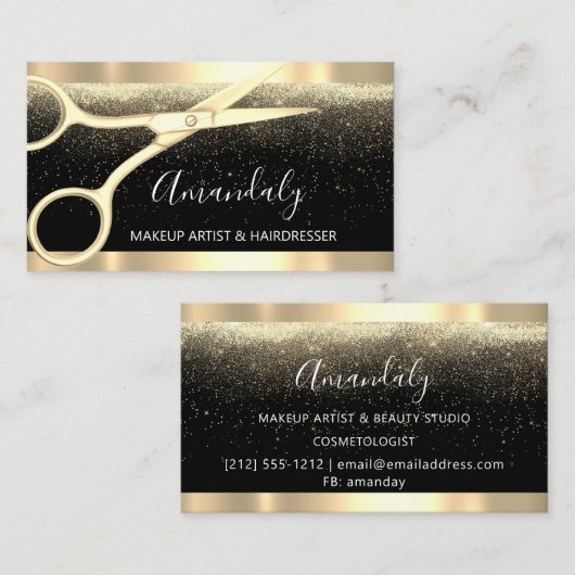 Modern Hairdresser Scissors Stylist Coiffeur Gold Visitekaartje (Voorkant / Achterkant)