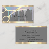 Modern Hairdresser Stylist Coiffeur Gold Scissors Visitekaartje (Voorkant / Achterkant)