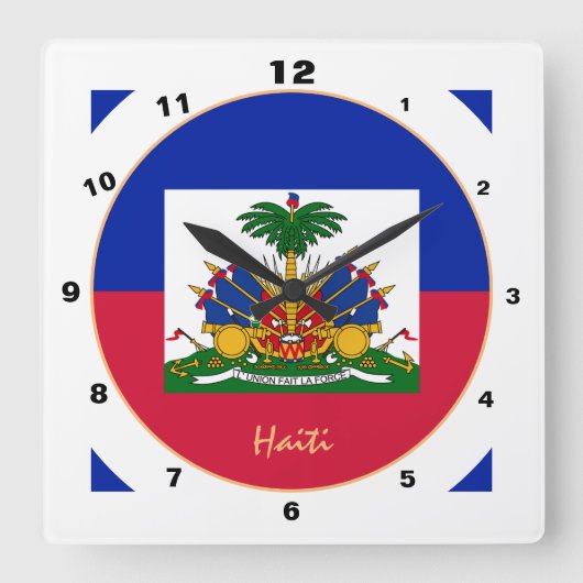 Modern Haïtiaanse vlag, trendy Haïti Home / design Vierkante Klok (Voorkant)