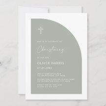 Modern Half Arch Sage Green Boy Christening