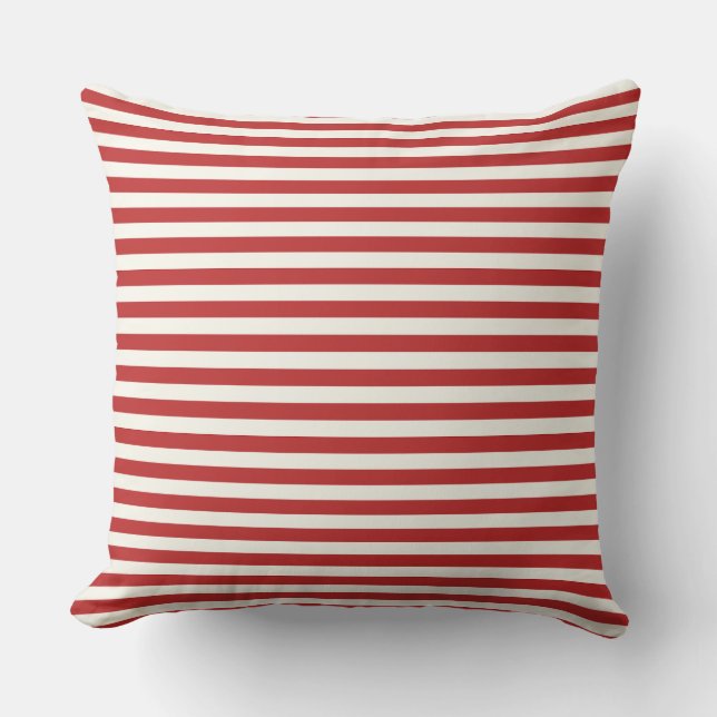Modern Half-Inch Crimson Red & White Stripe  Kussen (Voorkant)