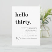 Modern Hallo 30-jarige uitnodiging (Staand voorkant)