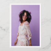 Modern hallo 30 verjaardagfoto roze gouden script folie uitnodiging (Achterkant)