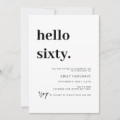 Modern Hallo 60e verjaardag van de uitnodiging (Voorkant)
