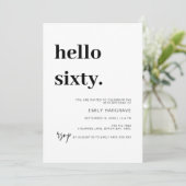 Modern Hallo 60e verjaardag van de uitnodiging (Staand voorkant)