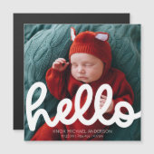 Modern Hallo Aankondiging geboorte met Photo Magne (Voorkant / Achterkant)
