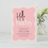 Modern Hallo Baby, aardbei en Baby shower van Crea Kaart (Staand voorkant)