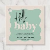 Modern Hallo Baby Mint Green & Cream Baby shower Bedankjes Labels (Voorkant)