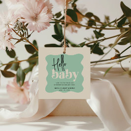 Modern Hallo Baby Mint Green & Cream Baby shower Bedankjes Labels