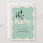 Modern Hallo Baby Mint Green & Cream Baby shower Kaart (Voorkant)