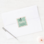 Modern Hallo Baby Mint Green & Cream Baby shower Vierkante Sticker (Envelop)
