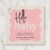 Modern Hallo Baby Roze & Cream Baby shower Bedankjes Labels (Voorkant)