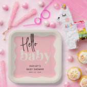 Modern Hallo Baby Roze & Cream Baby shower Papieren Bordje (Feest)