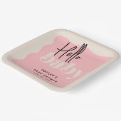 Modern Hallo Baby Roze & Cream Baby shower Papieren Bordje (Gebogen)