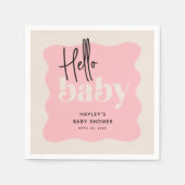 Modern Hallo Baby Roze & Cream Baby shower Servet (Voorkant)