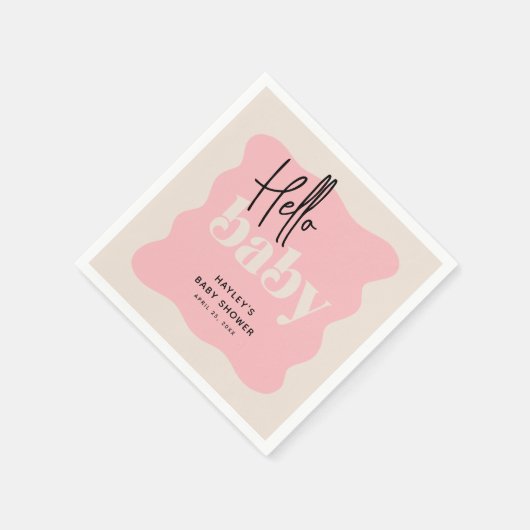 Modern Hallo Baby Roze & Cream Baby shower Servet (Hoek)